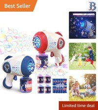2-in-1 Colorful Bubble Gun for Kids - Light Up Automatic Bubble Maker, 8 Holes
