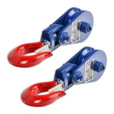 2 Pack 2 Ton Snatch Block w/Swivel Hook & Safety Latch 3" Sheave, 3/8" Wire Rope