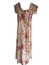 Milkmaid Peasant Renaissance Cottagecore Folk Maxi Smocked Bodice Off Shoulder M