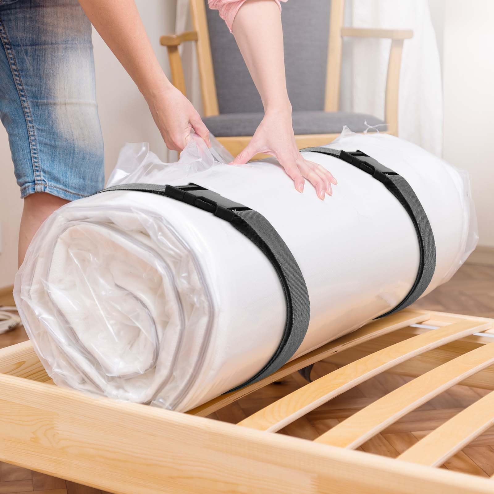 2 Pcs 100 x 2 Dark Grey Mattress Topper Straps, Adjustable, Buckles, Moving