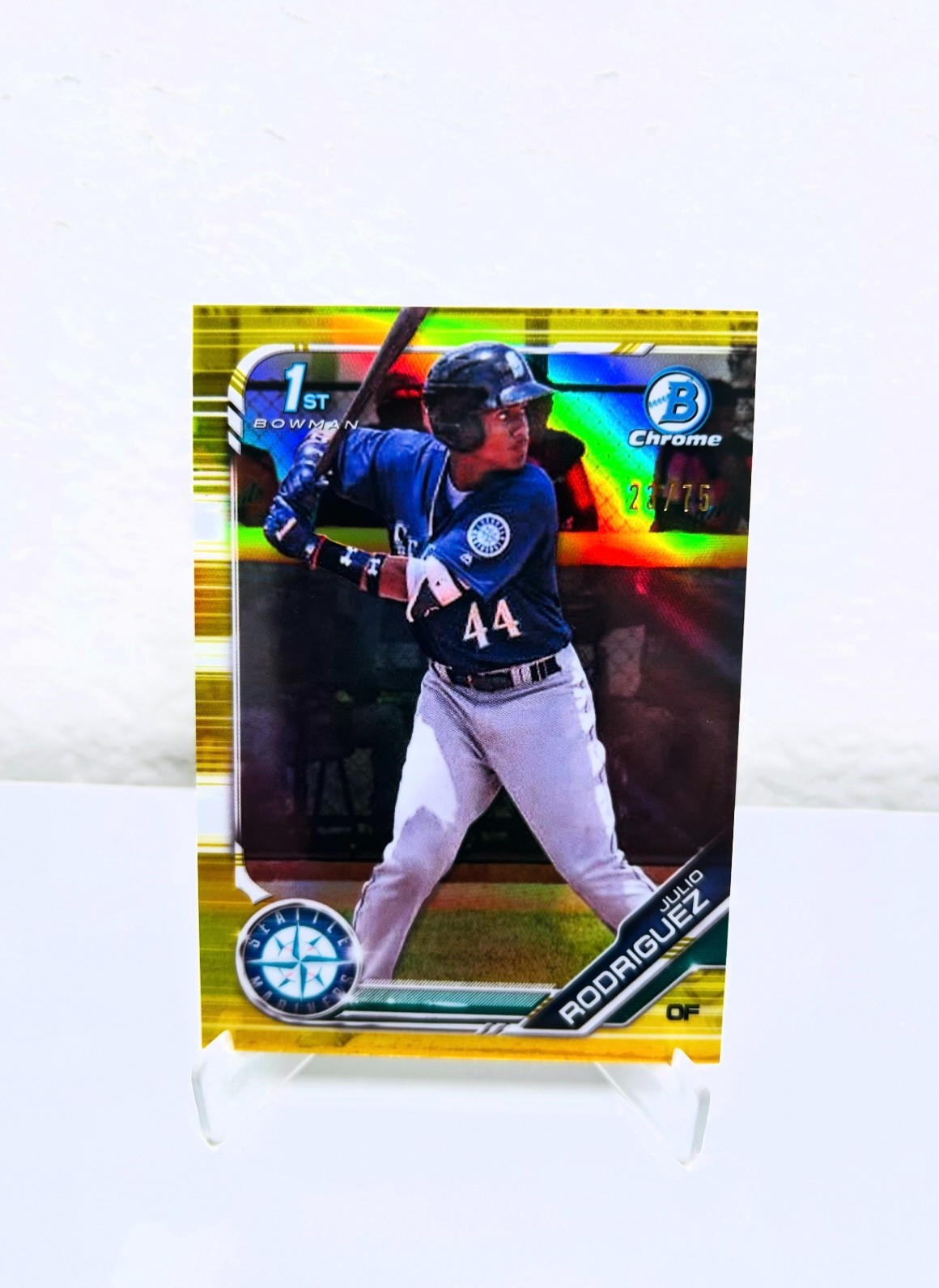 2019 Bowman Chrome JULIO RODRIGUEZ BCP-33 YELLOW REFRACTOR #/75 RC Mariners