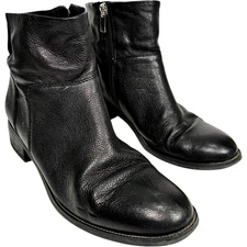 Franco Sarto Benny Black Pebbled Leather women's side zip ankle booties size 8M