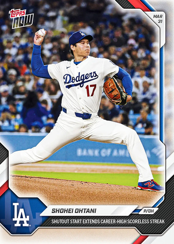 Shohei Ohtani 2026 Topps Now Shutout Start Scoreless Streak #37 Dodgers