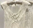 VTG Shadowline White Bridal Peignoir Lace Sheer Pearls Long Gown Robe Slippers — photo 5