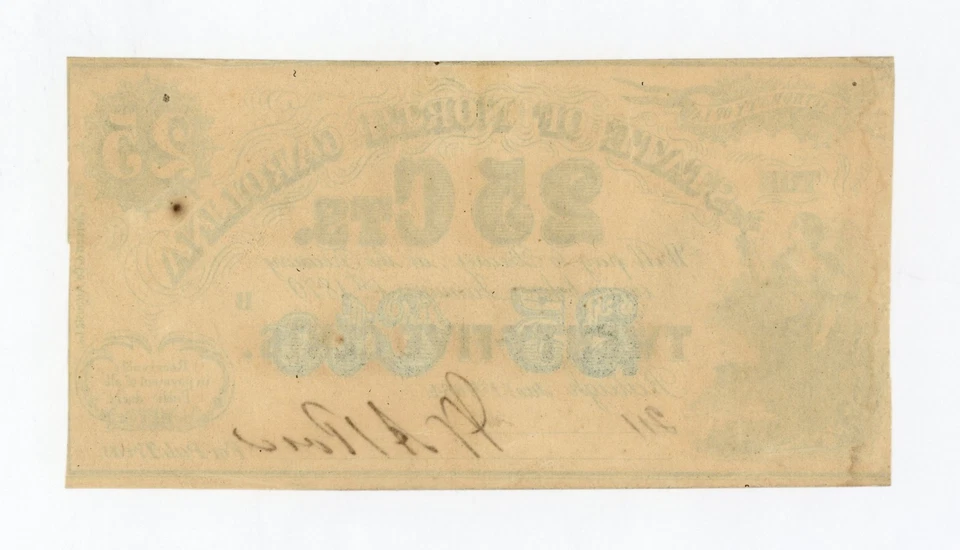 1864 Cr.150 25c The State of NORTH CAROLINA Note - CIVIL WAR Era AU - Image 2 of 2