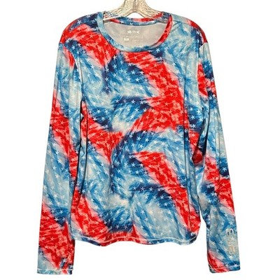 Silver Bait Top Fishing Stars Red White Blue Patriotic Stretchy Boating XL