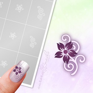 Airbrush-Nailart-Stencils-FS019-Ornament-floral-flowers-40x-Adhesive