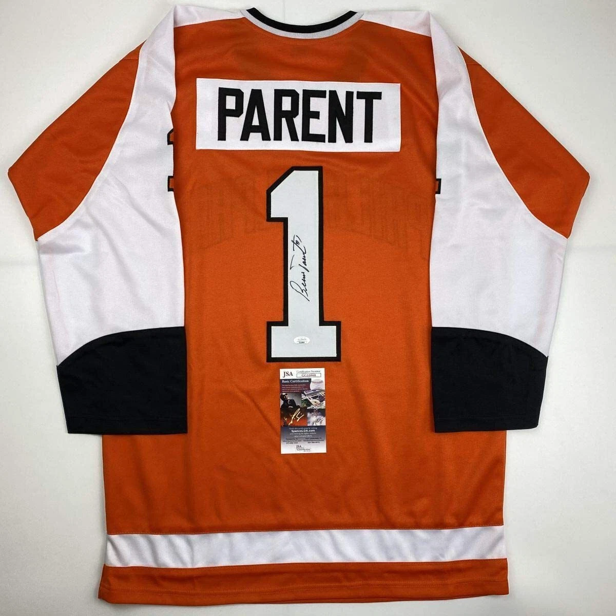Bernie Parent Signed & Inscribed Jersey – Custom Orange