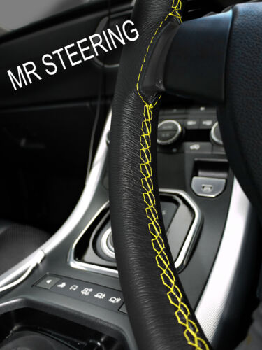 FOR MERCEDES A CLAS W168 97-04 LEATHER STEERING WHEEL COVER YELLOW DOUBLE STITCH - Picture 1 of 4