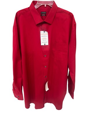 Van Heusen Big Fit Long Sleeve Dress Shirt Button Up Red Sz 4XL