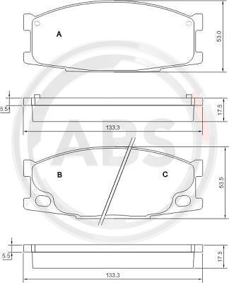 37026 A.B.S. Brake Pad Set, disc brake for MITSUBISHI