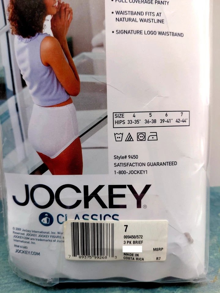 SZ 7 Jockey Classics 3 Pack Women Full Coverage Cotton Briefs Panties 2009 NEW - Image 3 of 4