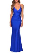 La Femme 28593 Strappy Back Trumpet Gown SZ 2 ($328) RoyalBlue