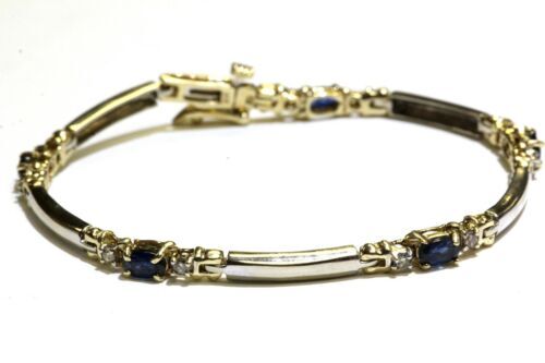 Bracelet Tennis Vintage En Métal Doré/argenté - Longueur 7 Pouces, Fermoir Sécurité, Occasion