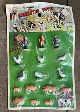 VINTAGE 17 PIECE DOMESTIC TOYS FARM ANIMALS IN ORIGINAL PACKAGE NOS