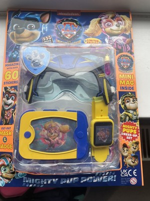 Paw Patrol Mighty Movie Magazin Geschenkset Maske Kristall Welpen Pad Uhr Spielzeug