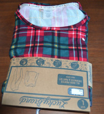 LUCKY BRAND PJ Set LADIES 2 Piece Super Soft Crewneck Pant Size L RED PLAID NEW