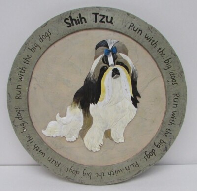 Russ Berrie 3D Shih Tzu 12'' Diameter Garden Stone/Wall Hanger Open Box #2