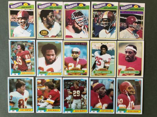 Lot 15 cartes NFL Washington Redskins TOPPS 1980 1981 Football Américain