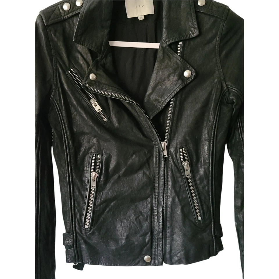 Iro Taraspe 100% Lambskin Leather Motorcycle Jacket Size EU 36 US 4 Retail $1295 - Image 2 of 4