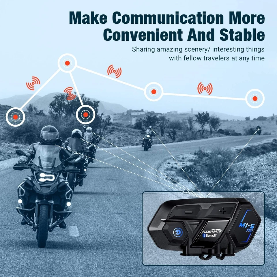 2000M M1-S Pro Motorrad Helm Intercom Sprechanlage Bluetooth Headset Interphone - Bild 4 von 4