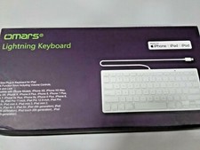 Omars MFI Certified iPad Plug-n-Go Wired Keyboard with 8-pin Lightning Connector
