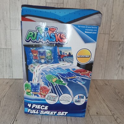 PJ Masks Full Size Sheet Set Cartoon Kids Bedding 4 Pieces New Set