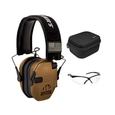 Walker's Razor Electronic Muffs with Shooting Glasses and Hard Case (3 Items)