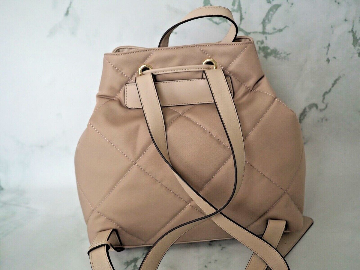 Karl Lagerfeld Beige Medium Backpack Quilted Nylon Quincy  display picture 2