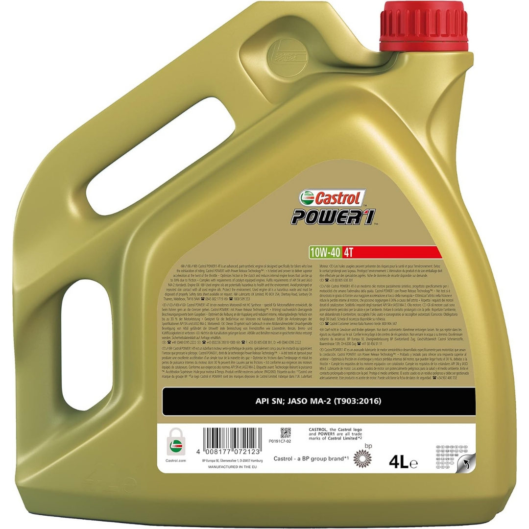Castrol Power 1 4T 10W40 Motorcycle 4 Stroke Engine Oil, 4 Litre UK