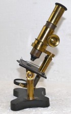 Antique ca. 1875 Brass Travelers Microscope in Wooden Case