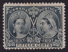 CANADA 1897 QV Jubilee 15c Slate SG 132 MH/* (CV £140)