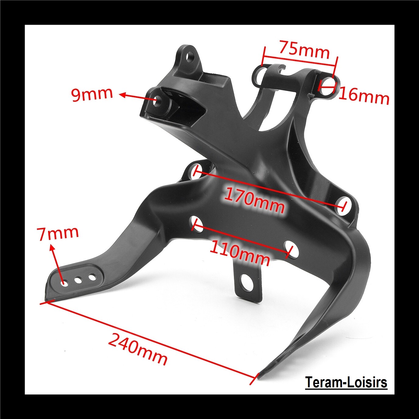 Araignée de carénage avant moto pour Yamaha YZF R1 2009-2014 en aluminium noir