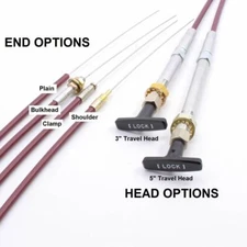 Twist to Lock Throttle Cable, .075" SS Exposed Core End, (choose end and travel)