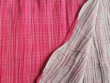 Crinkled Plaid Pink Grey Yarn Dyed Woven Double Cloth Fabric Yardage