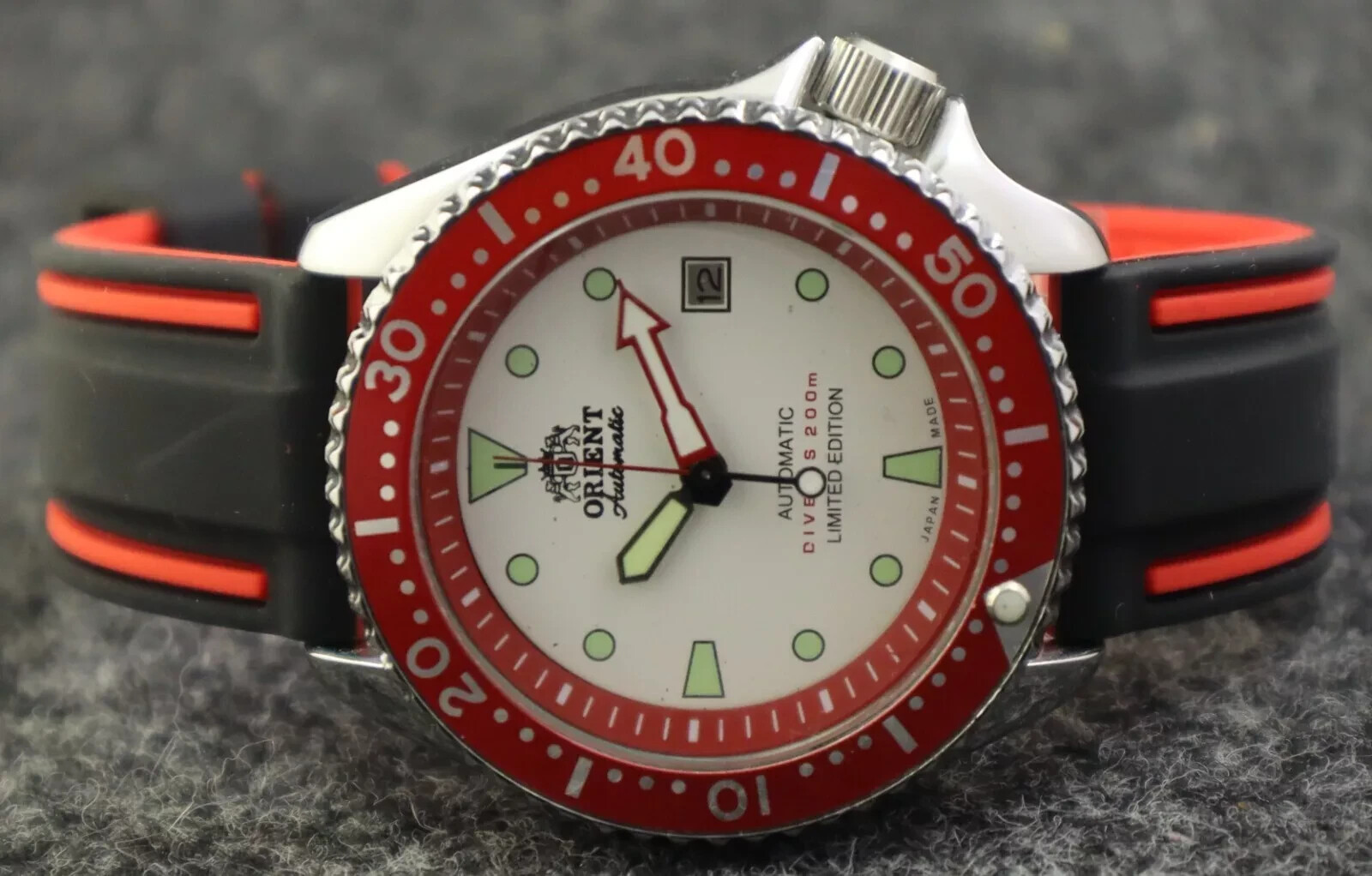 ORIENT Divers Automatic Movement RED/WHITE Date R… - image 6