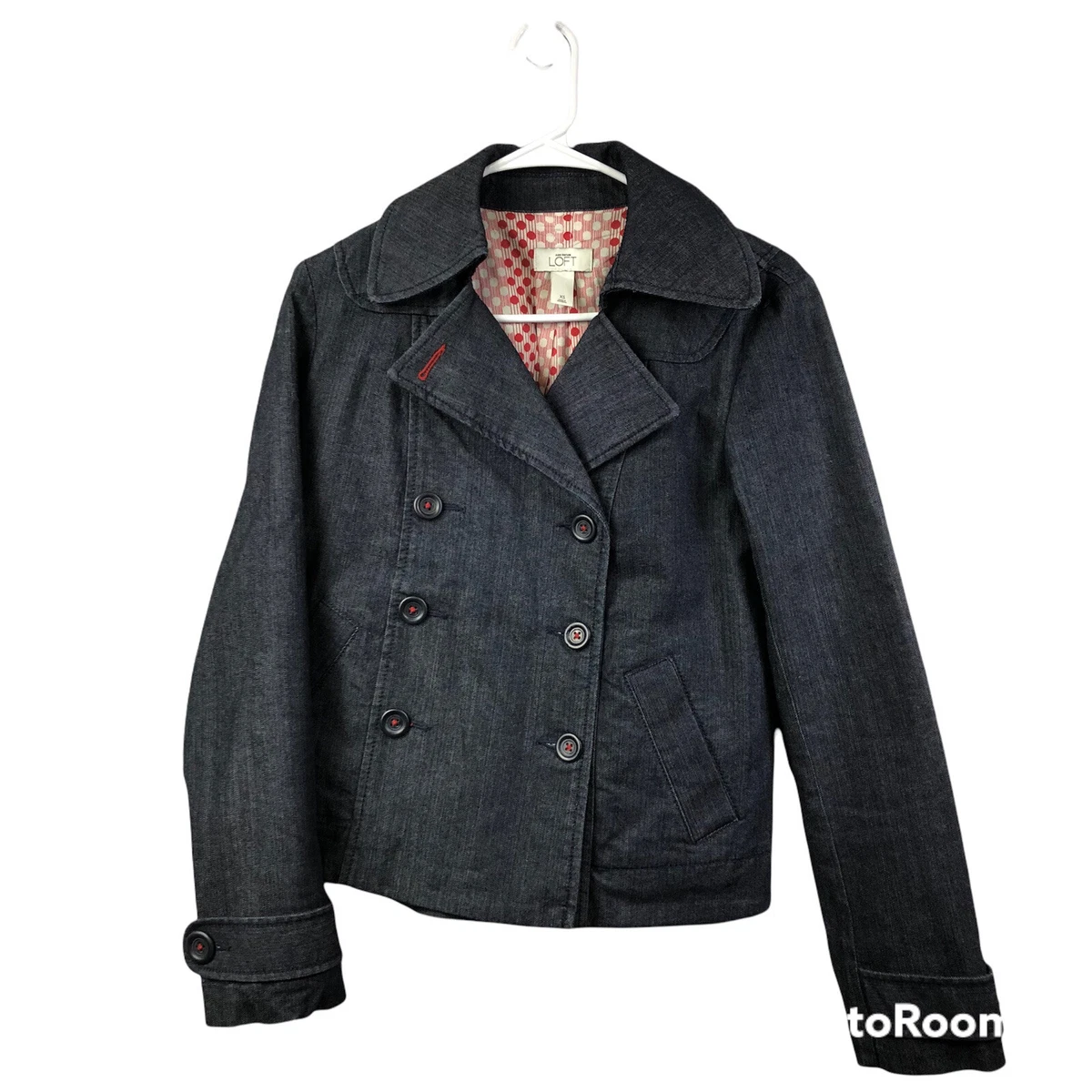 Ann Taylor Loft Peacoat Lined Jean Jacket Women s Size XS eBay