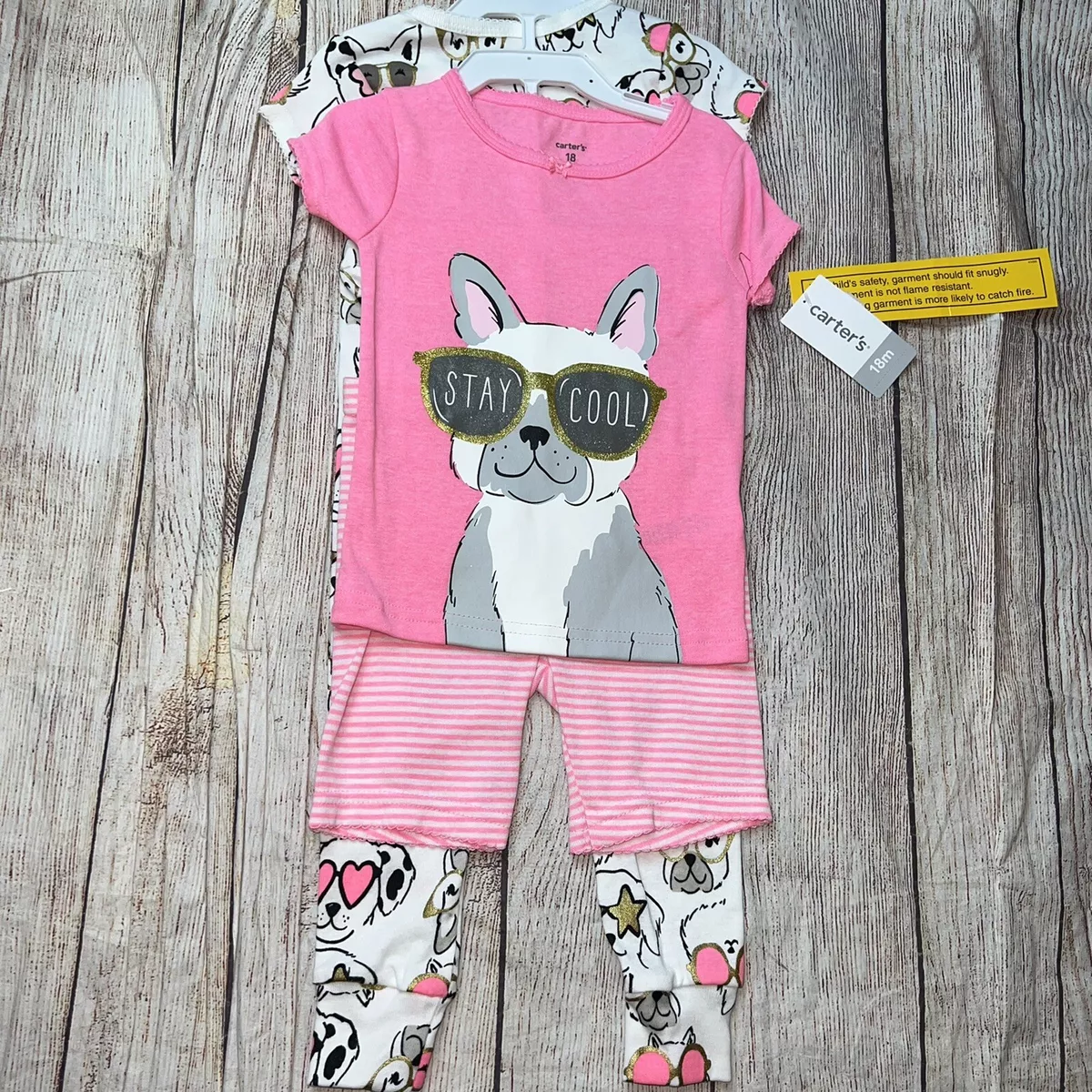 Carters 18 Months French Bulldog Dogs Pajamas Pink Set NEW Shorts