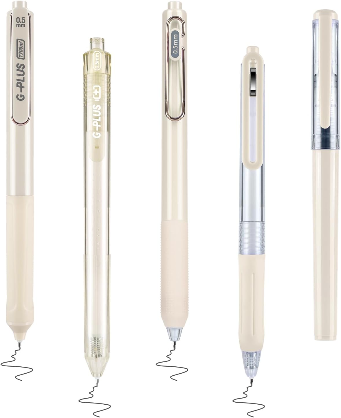 5Pcs 0.5Mm Retractable Aesthetic Gel Pens, Cute Gel Pen No Smudge for Journaling