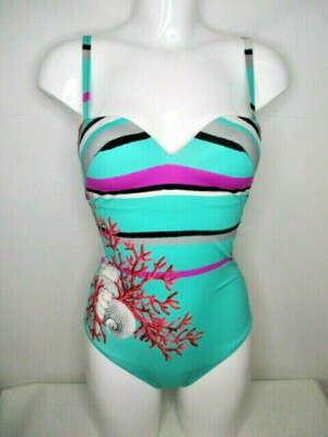 SIMONE Perele Exclusiver Badeanzug GLORIA  #1BHB15 Türkis, martimes Design (B8)