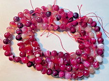 FACETED 12 MM RED STRIPED AGATE BEADS 15" STRAND BELOW WHOLESALE