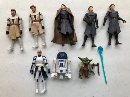 Star Wars The Clone Wars Action Figure Lot: Obi Wan, Anakin, Clones And More