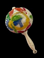 VTG Miniature Celluloid Painted Plastic Etched Tree Sun Baby Doll Rattle Toy 2  