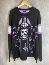 Suéter Pullover Hot Topic 2023 Ghost Para Mujer XL Cuello Redondo Negro Púrpura Calavera