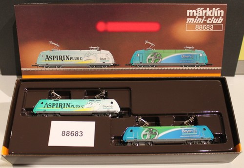 Märklin Spur Z, ArtNr 88683, zwei E-Loks der DB BR 101, "ASPIRIN" + "Bayer" | Zustand: Neu: Sonstige (siehe Artikelbeschreibung)