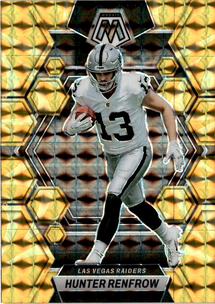 2023 Panini Mosaic #121 Hunter Renfrow Reactive Yellow Mosaic Las Vegas Raiders
