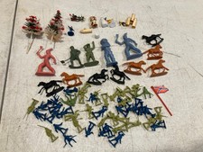 Lot of PLASTIC FIGURINES-COWBOYS, INDIANS, HORSES, SOLDIERS