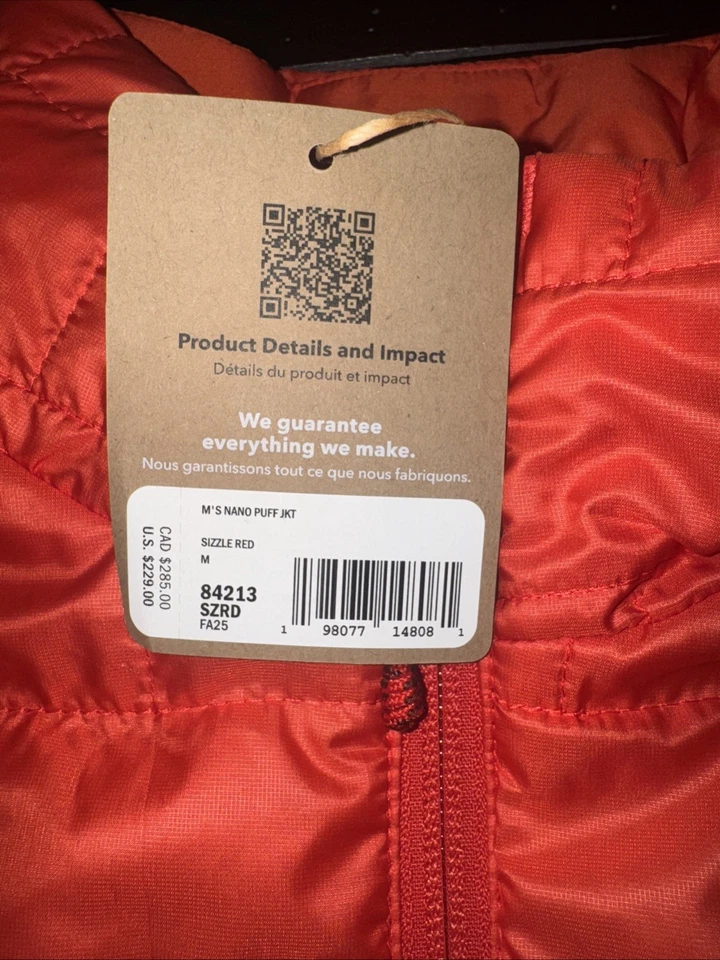 Patagonia Men’s Nano Puff Jacket Sizzle Red Size Medium (Orange) NWT!!! - Image 3 of 4