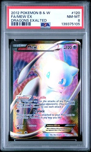 2012 POKEMON B&W DRAGONS EXALTED #120 FULL ART/MEW EX PSA 8