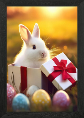 Osterhase Geschenkbox gerahmt Wandbild Poster Leinwanddruck Bild